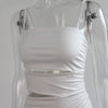 Women Sexy Spaghetti Strap Bodycon Mini Dress White Backless Party Evening Outfit Nightclub Vestidos