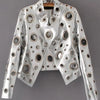 Lautaro Runway Cut Out Short Faux Leather Jacket Golden Rivet Cool Stylish Designer Clothes Women European American Fashion 2022