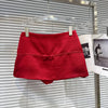 DEAT 2026 Summer New Sexy Hot Girl V-neck Backless Bandage Bowknot Fishbone Halter Top Red Mini Skirt For Women 11B1198