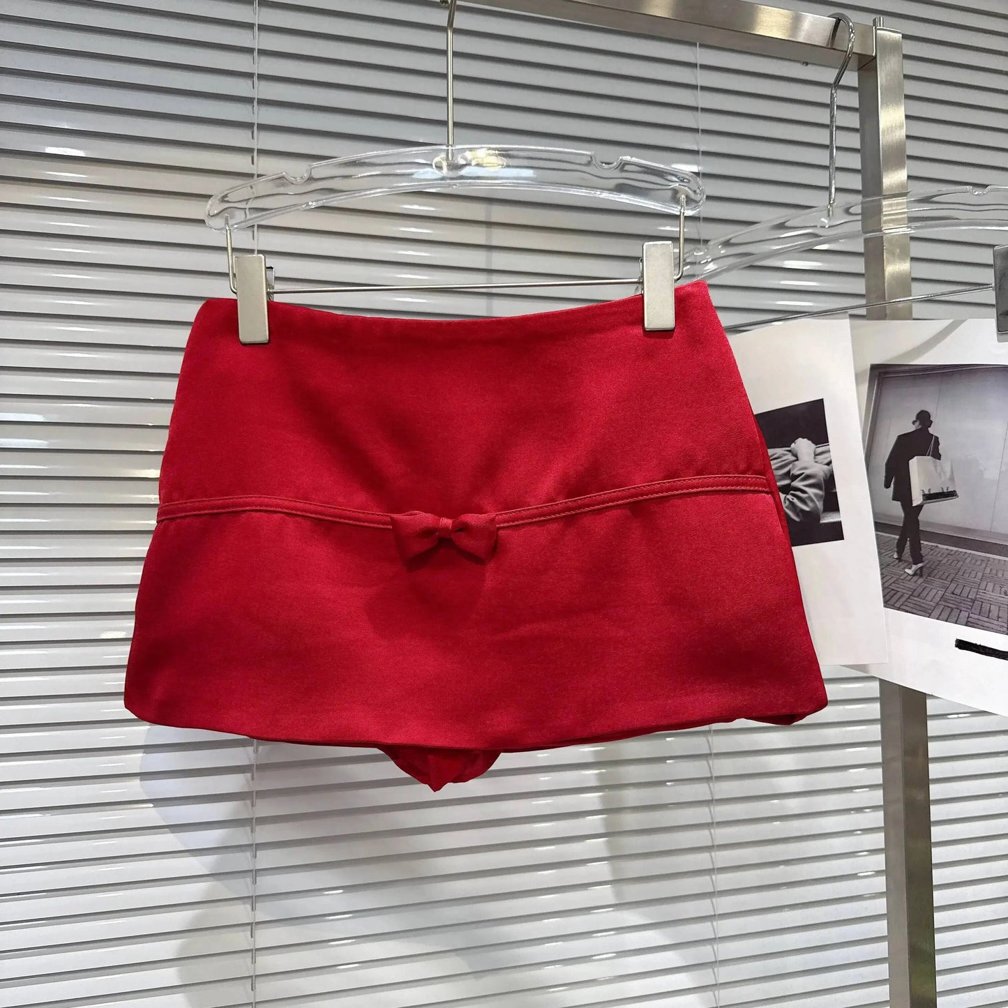 DEAT 2026 Summer New Sexy Hot Girl V-neck Backless Bandage Bowknot Fishbone Halter Top Red Mini Skirt For Women 11B1198