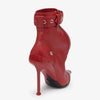 Gürtelschnalle Reißverschluss vorne Modenschau Stiefeletten Damen Herbst Winter Neu Spitz Metallverzierung Rote High Heels Ankle Boots