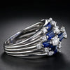 Huitan New Trendy Women Ring with Blue/White CZ Full Bling Iced Out Female Wide Rings for Party Statement Jewelry Drop Shipping