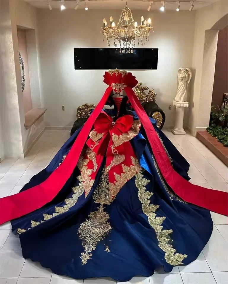 Elagant Royal Blue Princess Quinceanera Dresses Puffy Bead Sequins Appliques Gems Vestidos 15 Años Birthday Dress Customized