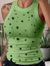 Summer Basic Elastic Tank Top Digital Printing T-shirt Women's O Neck Racerback Sexy Tank Top Stripe Print Sleeveless Tank Top
