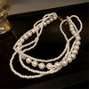 Luxuriöses Vintage dreilagiges Perlen-Collier, 2024 neue Trend-Schmuckmode Damen Halskette für den Hals Partygeschenk