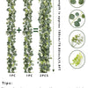1pc Artificial Eucalyptus Leaves Greenery Garland Faux Plant Spring Vines with White Flowers Berries for Wedding Home Party Deco