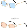 Halbrahmen Eckige Sonnenbrille für Damen Luxusmarke Kleine Metall Retro Rechteckige Schwarze Sonnenbrille Damen Mode Brille