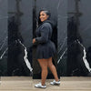 Two Piece Sets Women Denim Skirt Hooded Zipper Tops Short Dress Sets Skirts A Line High Waist Y2k Streetwear Elegant Slim Fit