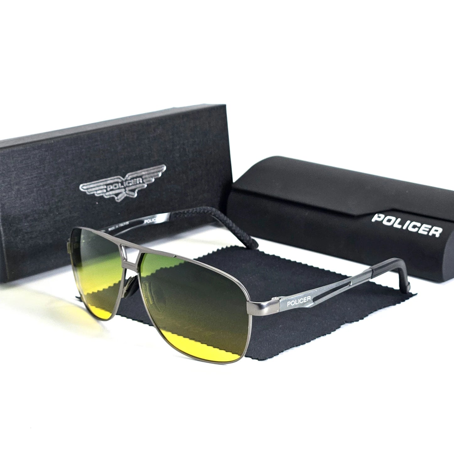 Policer Sunglasses for Men Polarized Sun Glasses Travel Eyewears Classic Pilot Goggle with UV 400 Protection Luxury brands