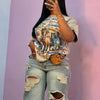 Europe America Summer New High-waisted Loose, Vintage, Ripped Denim Mid-length Straight-leg Wide-leg Pants. Casual Denim Shorts
