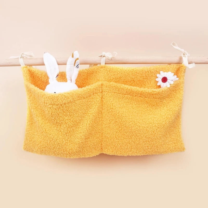 Neuer dicker Plüsch Babybett Hängetasche Tragbare Doppeltaschen Neugeborenen-Bett Spielzeug Organizer Tasche Bettkopfteil Aufbewahrungstasche