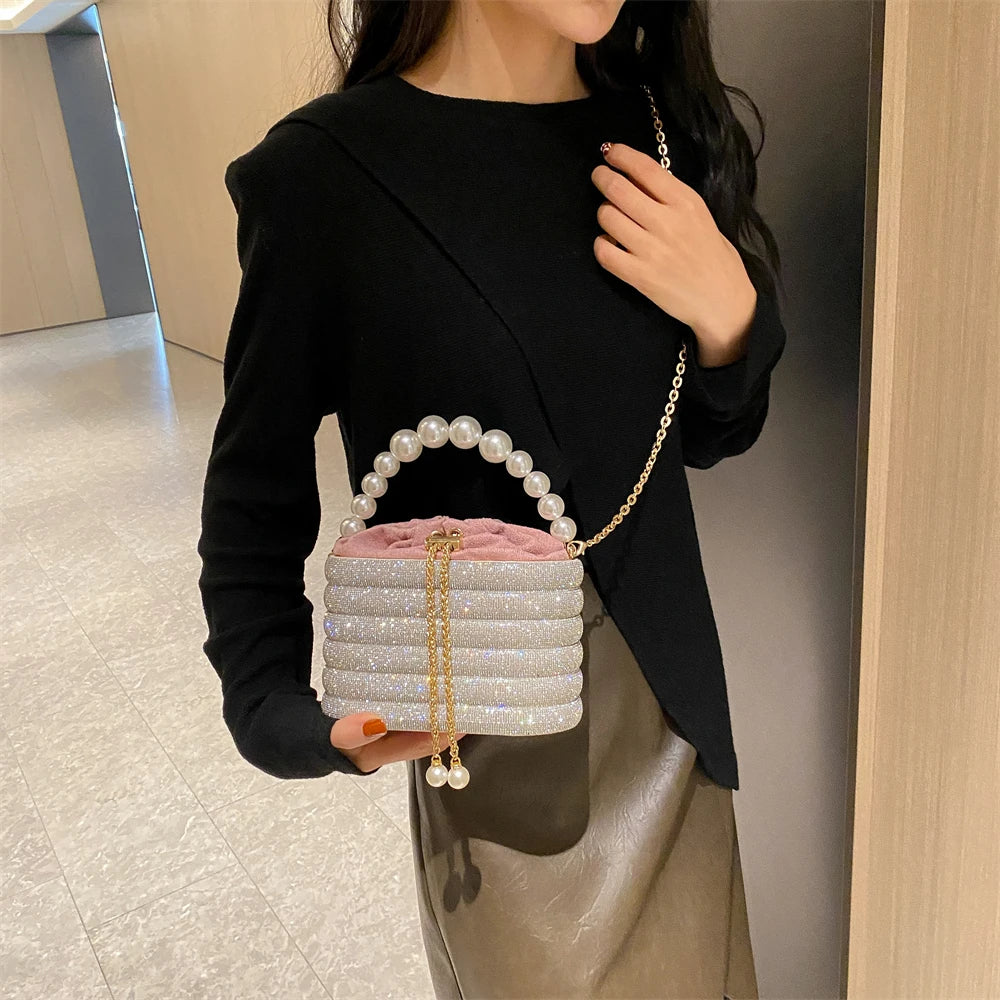 MOODS Luxury Evening Purses For Women Dazzling Pearl Beads Chain Crossbody Bag Dinner Party Clutch 2023 Luxury Designer Handbags