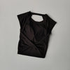 Sexy Kurzes Rückenfreies Sport-T-Shirt mit festem Brustpolster Damen Eng Anliegendes Schnell Trocknendes Schlankmachendes Yoga-Top
