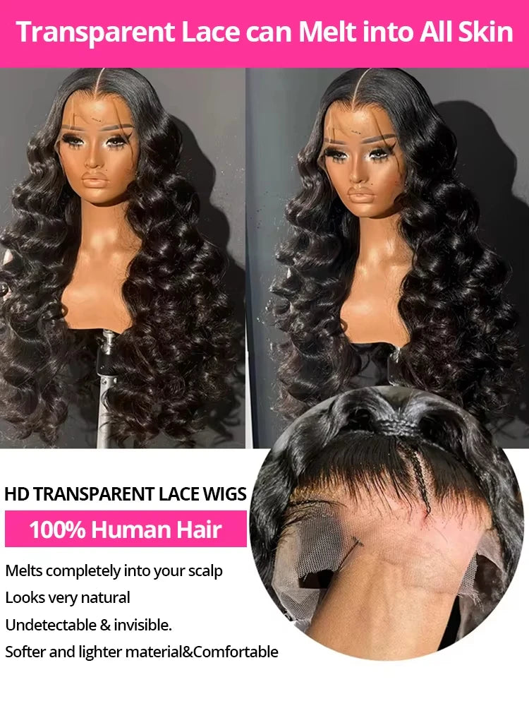 Loose Deep Wave 13x6 HD Lace Frontal Human Hair Wigs Brazilian Curly Wigs 13x4 Human Hair Lace Front Wig Preplucked Remy Hair