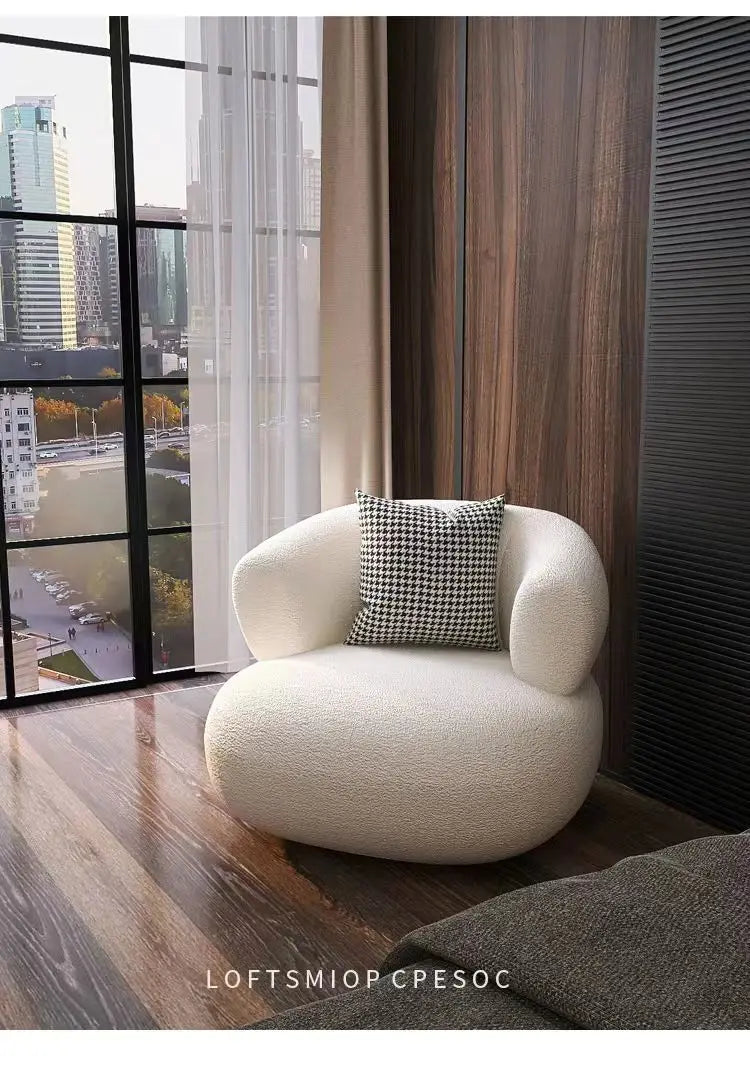 Kleines Wohnzimmer Balkon Freizeit kleines Sofa Lammwolle Einzelsessel Ins-Stil Faul Sofa Stuhl