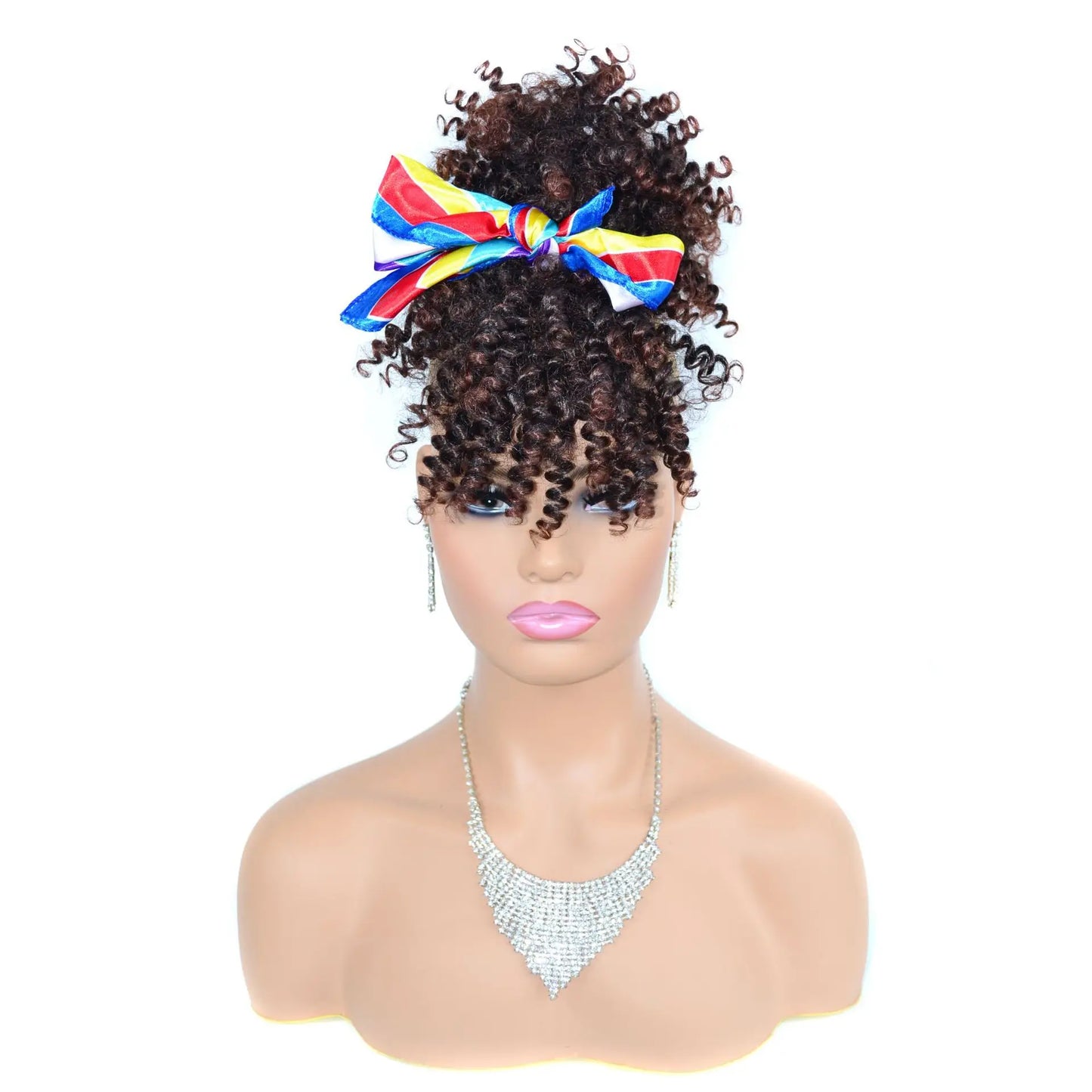 Synthetic Afro Puff Drawstring Ponytail Hair Bun 10 Inch Short Afro Kinkys Curly Afro Bun Extension Hairpieces Large Size