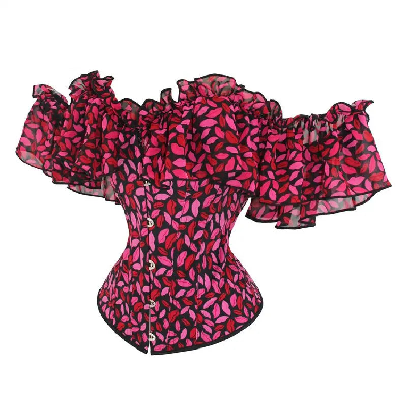 Fashion Sexy Korsett Bluse Schulterfrei Kurzarm Bustiers Top Body Shaper Schlanke Taille Schnürung Corselet Overbust Große Größen