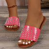 2024 Women Summer New Flat Bottom Rivet Outdoor Beach Large Size Slippers for Leisure, Anti slip Durable Home Sandals