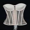 Women Mesh Corset Bustier With Cups Overbust Tight Shaping Tops Strapless Transparent Bodice Slimm Waist Wedding Lace Up Boned