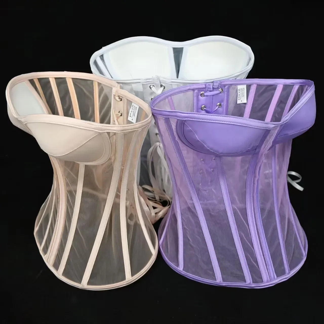 Steel Bone Transparent Bra Bustier Women's Waist Trainer Shapewear Girdles Corset Sexy Club Party Crop Top Lingerie Plus Size