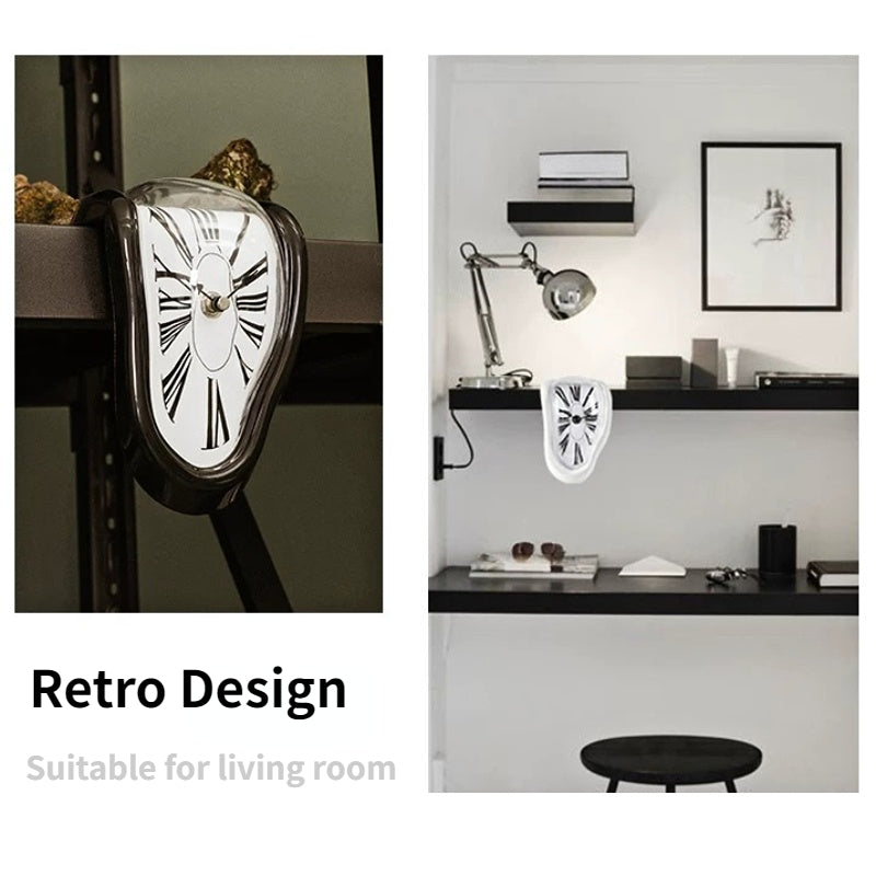 Surrealistische schmelzende Uhr geräuschlose schmelzende Wanduhr Salvador Dalí Stil dekorative Heim-Uhr Büro-Regal Tischgeschenk