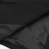 Willshela Damenmode Satin Schwarz mit Feder Blazer Jacke Vintage Kerbausschnitt Einreiher Lange Ärmel Damen Outfits