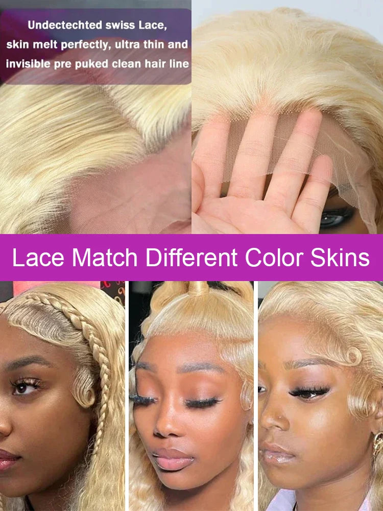613 Transparente HD-Spitzenfront Echthaarperücke lockig 13x6 Honigblond Deep Wave Full Lace Frontal Perücke Brasilianisch 40 Zoll 250 Dichte