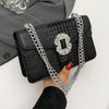 Crocodile Embossed Shoulder Bags For Women Flap PU Leather Fashion Rhinestone Decor Small Square Crossbody Bag Designer Handbag