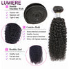 Mongolian Afro Kinky Curly Human Hair Bundles With Closure Deep Curly Hair Weave Bundles With Frontal Closure Hair Extensions