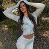 TARUXY Women Spring Outfits Casual Zipper Sweater Hoodie Set High Waist Flare Pants Suits Pink Knitted Womens Y2k Two Piece Set