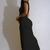 Elegant Ruched Bodycon Maxi Dresses for Women Birthday Night Party Evening Prom Deep V-neck Sheath Celebrity Formal Long Dress