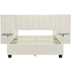 Queen Size Upholstered Platform Bed Velvet Fabric Big Headboard Wooden Frame Bedroom Storage Slat Support No Box Spring Needed