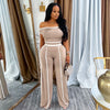 Casual Women's Solid Color Set with Diagonal Shoulders and Wide Legs, Two Piece Set, Summer 2025