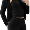 Autumn Winter Double-sided Velvet Vest 3 Piece Set For Woman's Fashion Hooded Sweatshirt Jacket Slim Pocket Trousers Female Suit