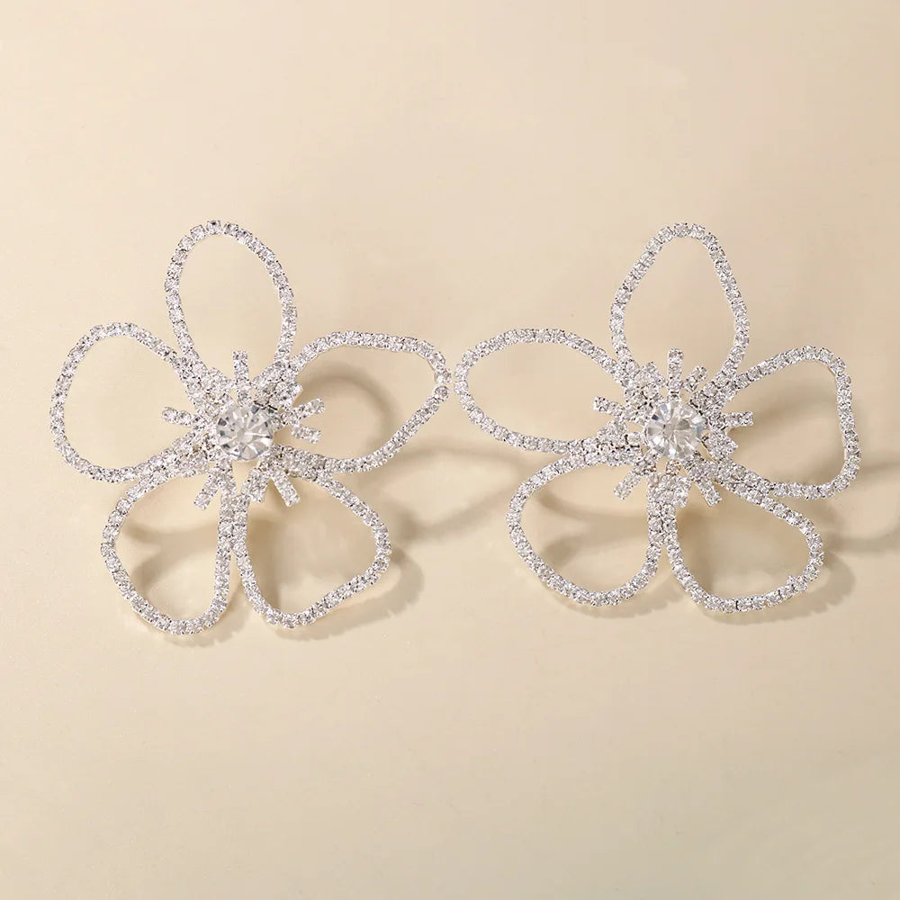 Stonefans Strass Blumenohrringe Luxus Damen Bankettschmuck Kristall Modeschmuck Hochzeit Einzigartige baumelnde Ohrringe