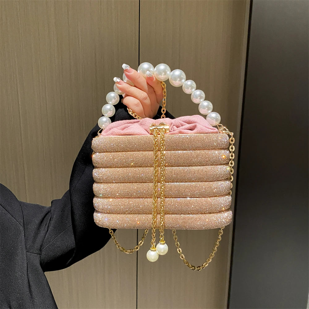 MOODS Luxury Evening Purses For Women Dazzling Pearl Beads Chain Crossbody Bag Dinner Party Clutch 2023 Luxury Designer Handbags