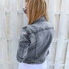 Damen-Jeanjacke lässig schmal 2025 Frühling Herbst einfarbig Langarm Umlegekragen Cowboy-Mantel Mode Jeansjacke Übergröße