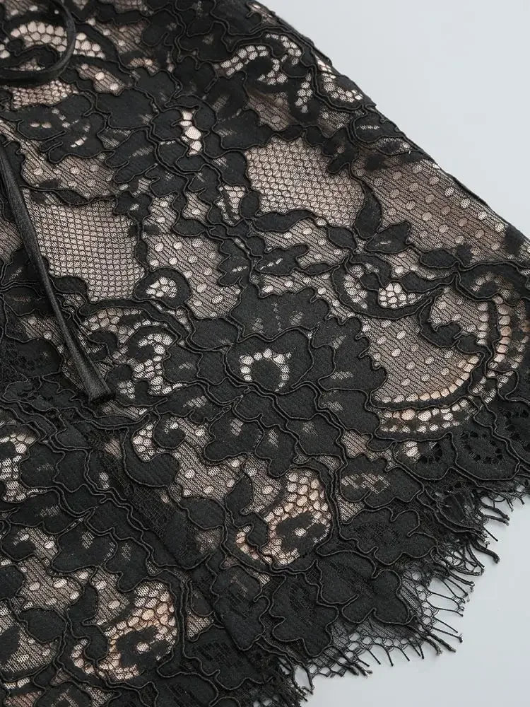 XIAOTANG Elegantes Trägerloses Spitzenkleid für Damen, sexy, modisch, schulterfrei, unregelmäßig gerafft, Bodycon, Nachtclub-Partykleid