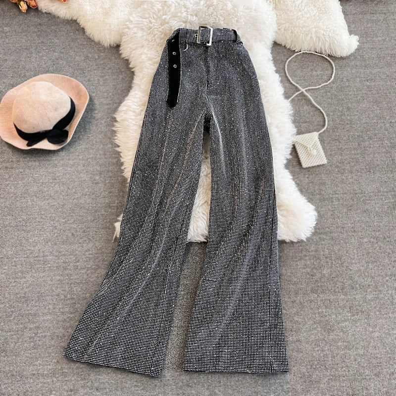Blingbling Water Drill Suits Jacket 2023 New Spring Loose Long Sleeve Cardigans Mid-long Tailored Collar Women Blazers Coat