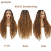 Boho Box Braided Wigs, gelocktes Kunsthaar, volle Lace-Front-Perücken für schwarze Frauen, Goddess Locs Braid Wig, Bohemian Box Braid Wig
