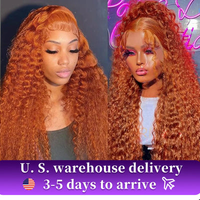 350# 13x6 200 Dichte 350 Ingwer Orange 30 40 Zoll Lace Front Perücke Echthaar Perücken 13x4 HD Lace Frontal Curly Perücke für Frauen