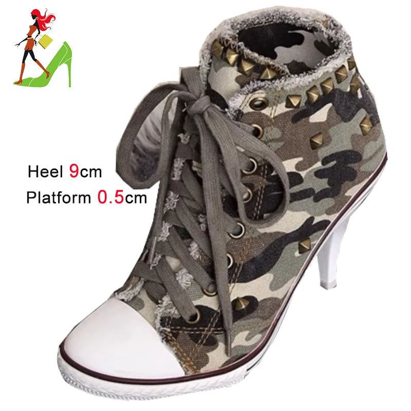 Women Boots Short High Heels Shoes For Women Botas British Style Rivet Ankle Boots Pointed Toe Side zipper strap Female Heels