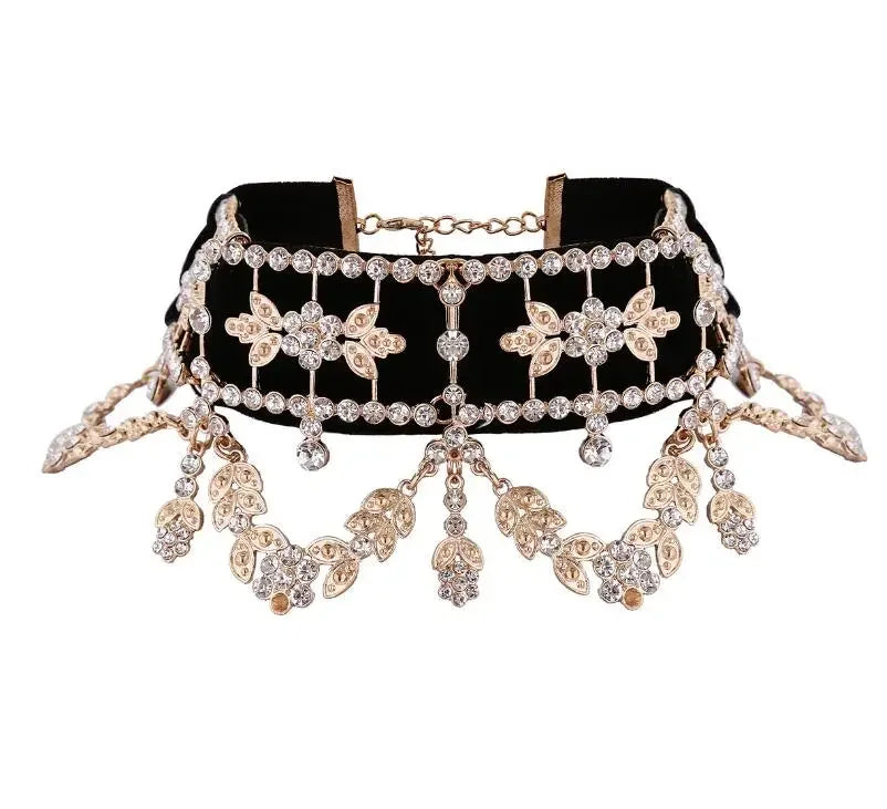 Modische Kristall-Strass-Choker, Samt-Statement-Halsketten für Damen, Collares, Schmuck, Partygeschenk