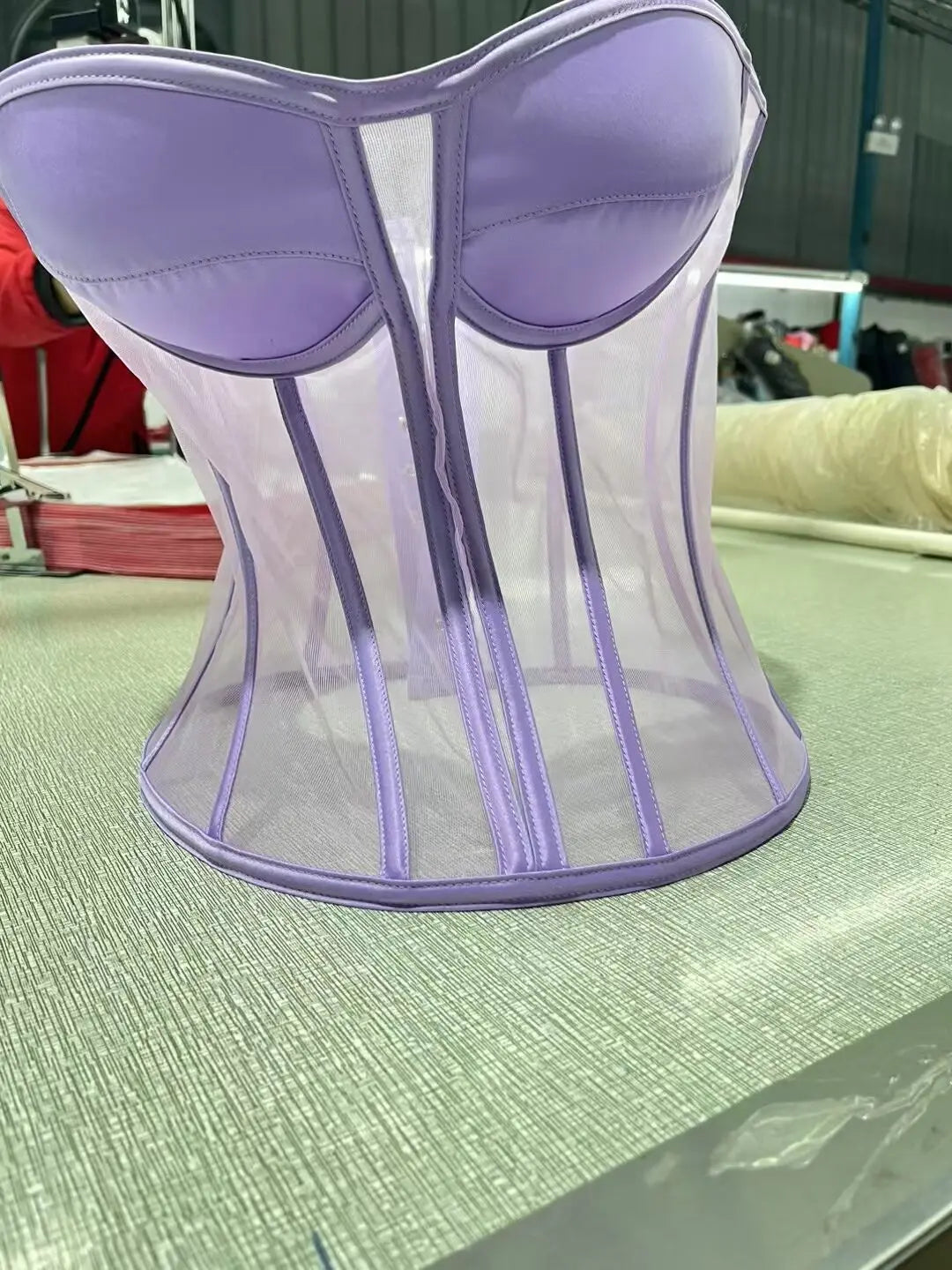 Women Mesh Corset Bustier With Cups Overbust Tight Shaping Tops Strapless Transparent Bodice Slimm Waist Wedding Lace Up Boned