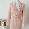 Elegant Fashion Pink Tweed Suit Women's Autumn 2023 Y2k High Quality Blazer Coat+Bag Hip Skirt Commuting Two-Piece Set
