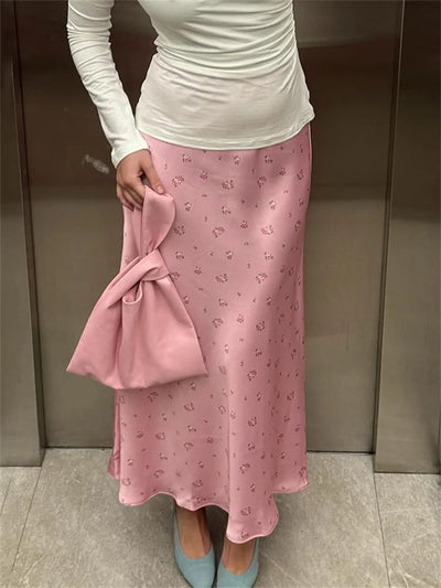 Tossy Sommer Bedruckter Fashion Maxirock für Damen Hohe Taille Kontrast Patchwork Schmal Elegant Party Looks Damen Y2k Maxirock