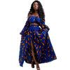 Afrikanische Kleider für Damen, Herbst, 2-teiliges Set, Damen, lange Ärmel, schulterfrei, mit Feder-Dashiki-Print, geteilte Röcke, afrikanische Kleidung
