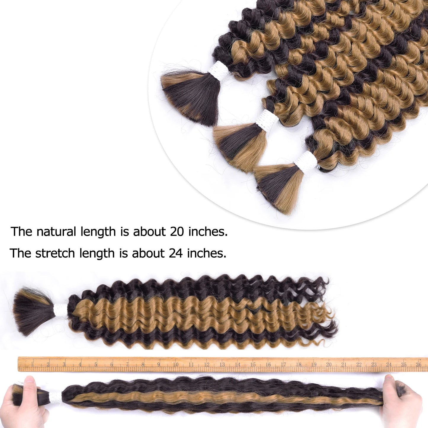 Synthetic Curly Deep Wave Bulk hair For Braiding 20inch No Weft Deep Wave For Braiding Micro Faux Braiding Hair for Boho Braids