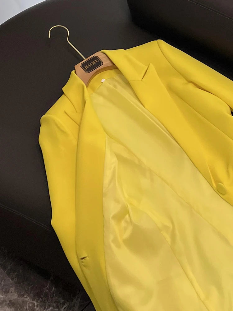 TWOTWINSTYLE Neue Hit Color Chic Blazer für Damen, gekerbter Kragen, lange Ärmel, Patchwork Federn Fashion Blazer Damen KJA524948
