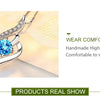 ZDADAN 925 Silver Blue Crystal Necklace Chain For Women Wedding Jewelry